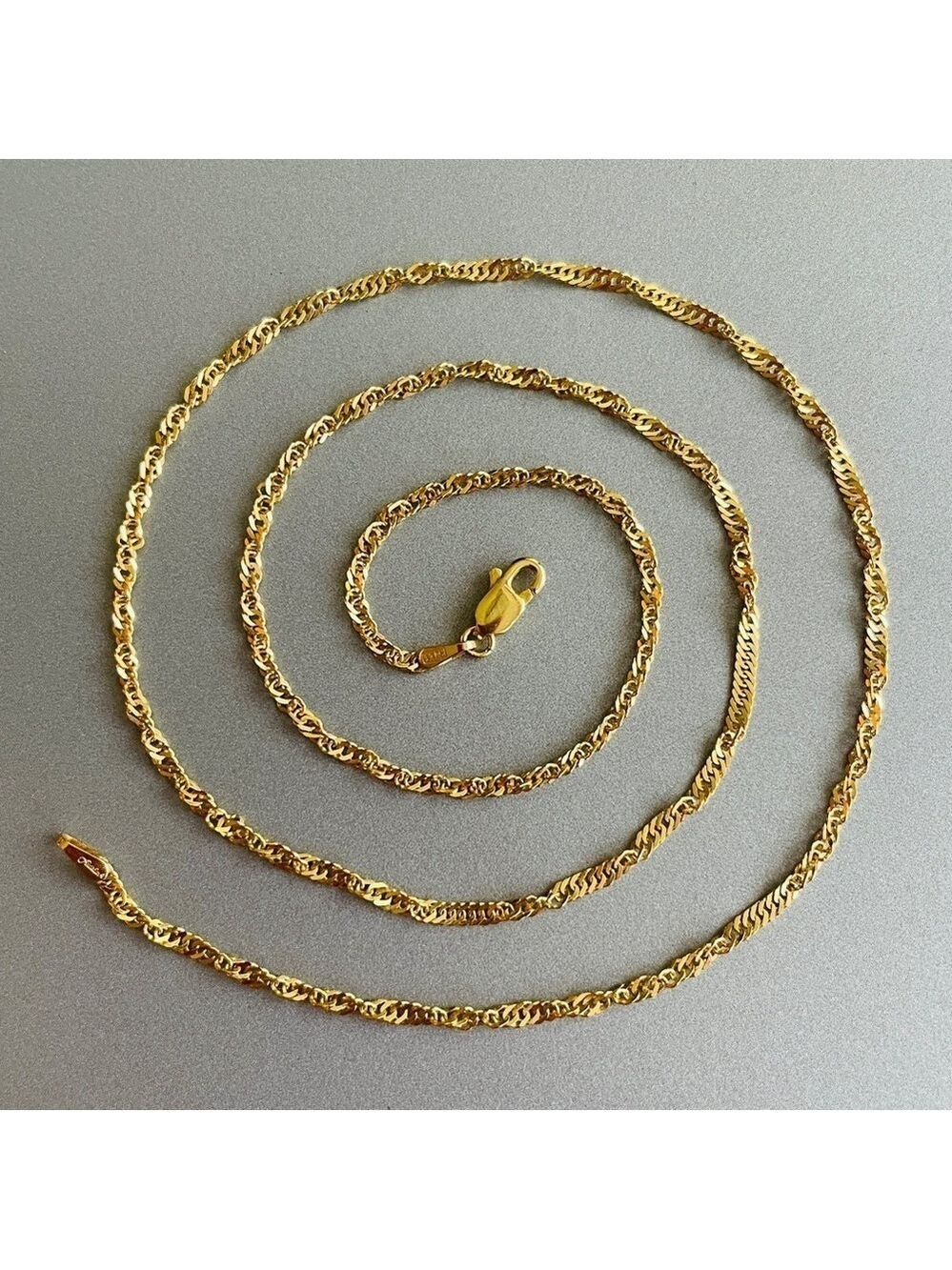 AURAFIN 14K Gold Singapore Twisted Chain Necklace 18” Italy